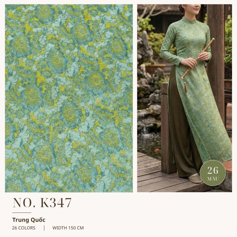 Vải Lụa Gấm Vân Cúc Loang K347