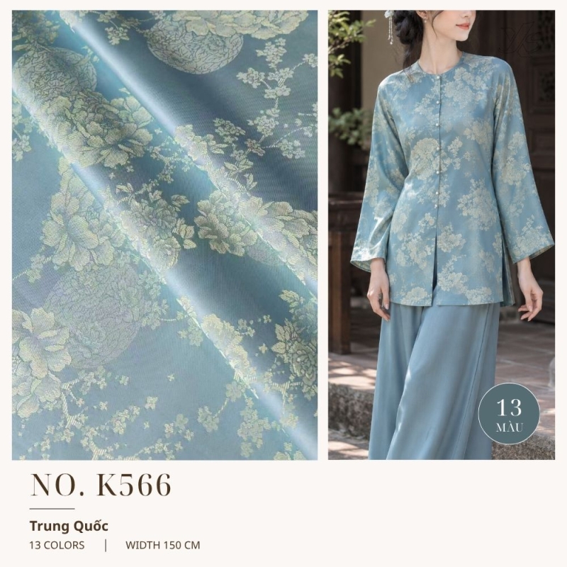 Vải Lụa Gấm Mẫu Đơn Cầu Hoa K566
