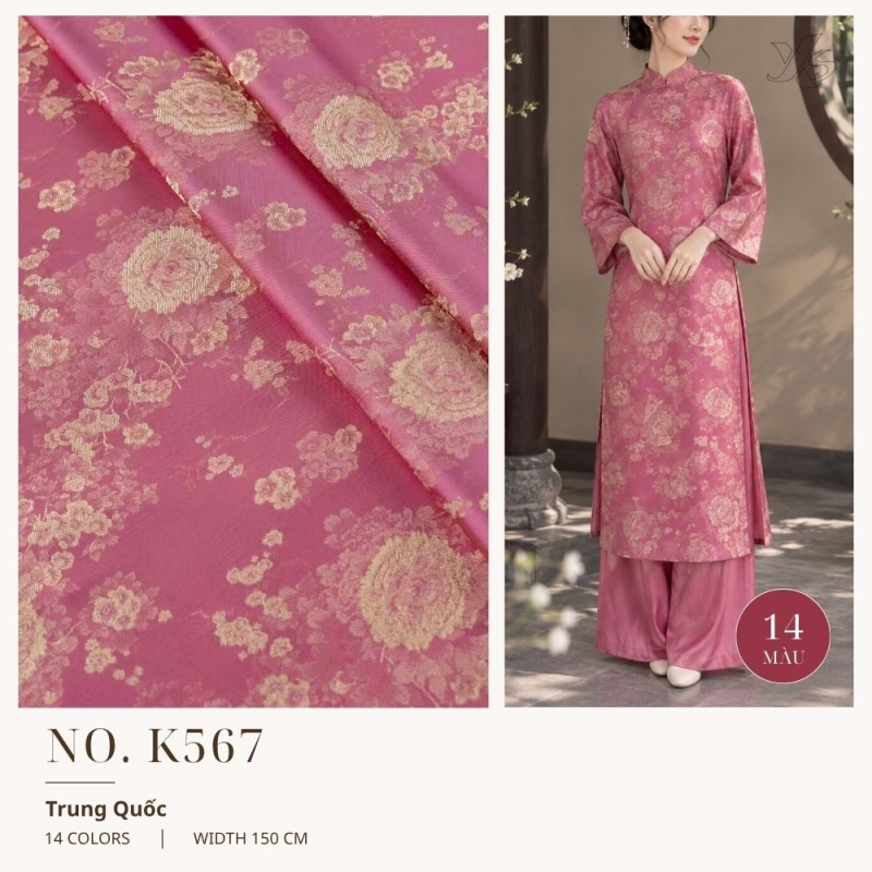 Vải Lụa Gấm Đóa Hồng K567