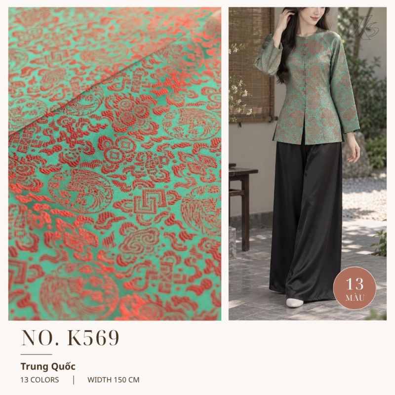 Vải Lụa Gấm Họa Tiết Nút Kết K569